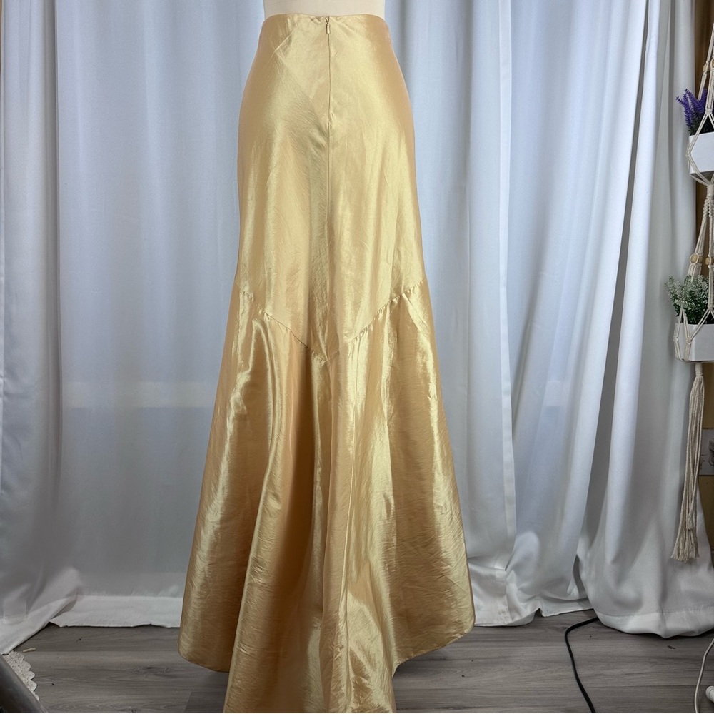 Vintage Formal Skirt Sz 6 Gold Taffeta Long Maxi Train Back Evening Special Occ. - Picture 3 of 12